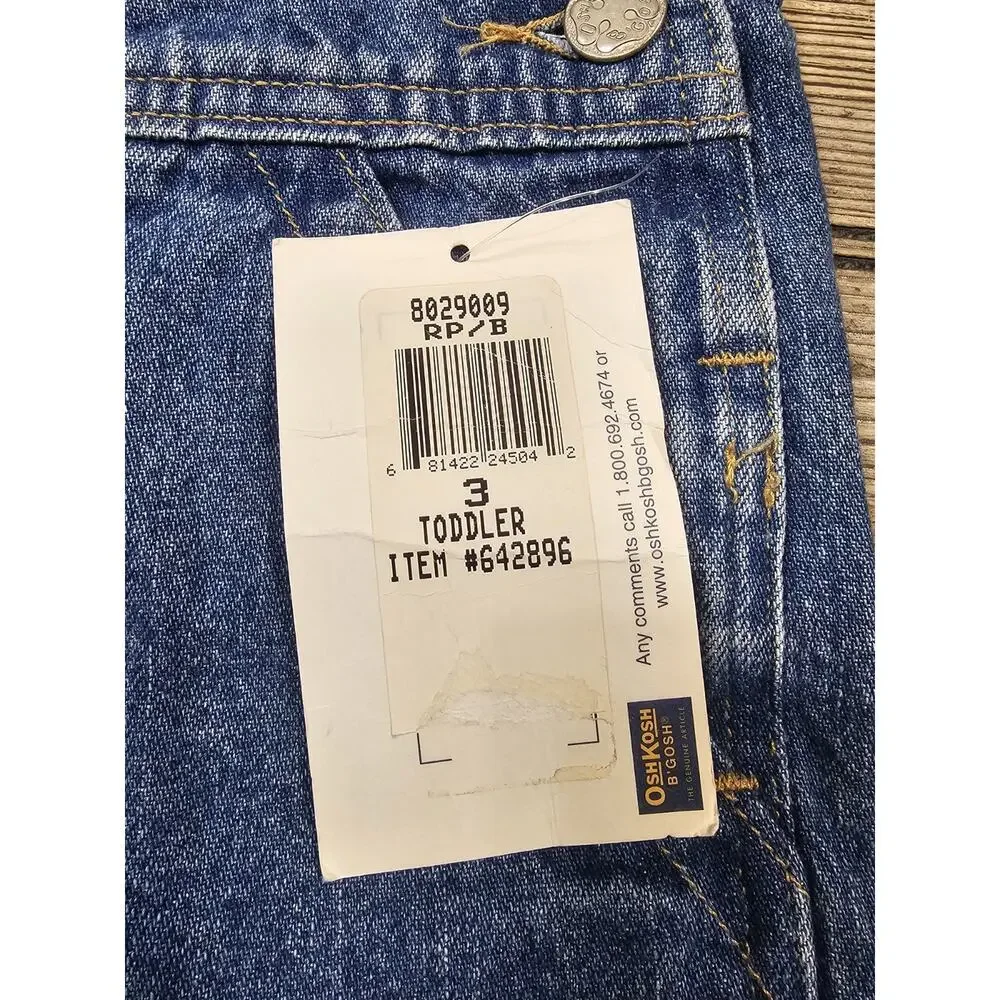 Vintage OshKosh B'Gosh Denim Carpenter Overalls 3 Toddler Vestbak Snap Legs